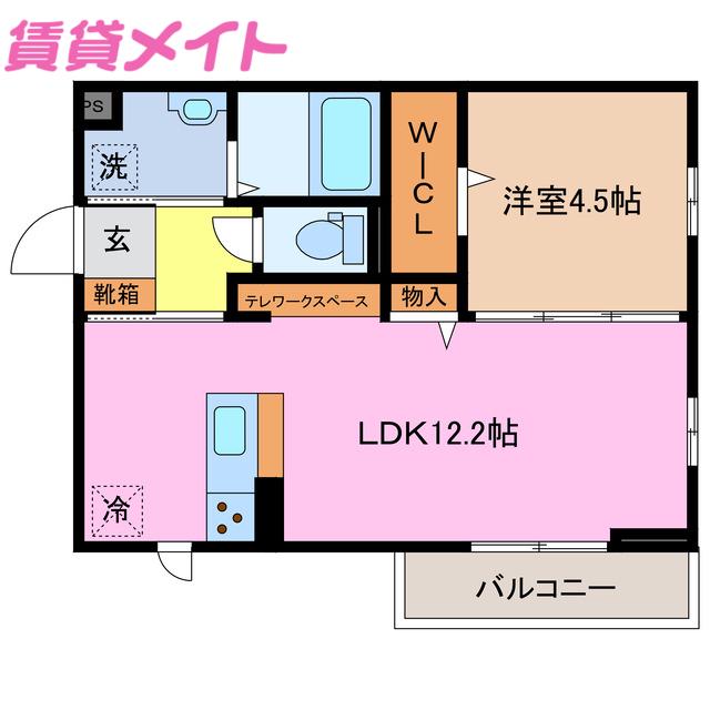 ウィステリアムーン(1LDK/3階)の間取り写真