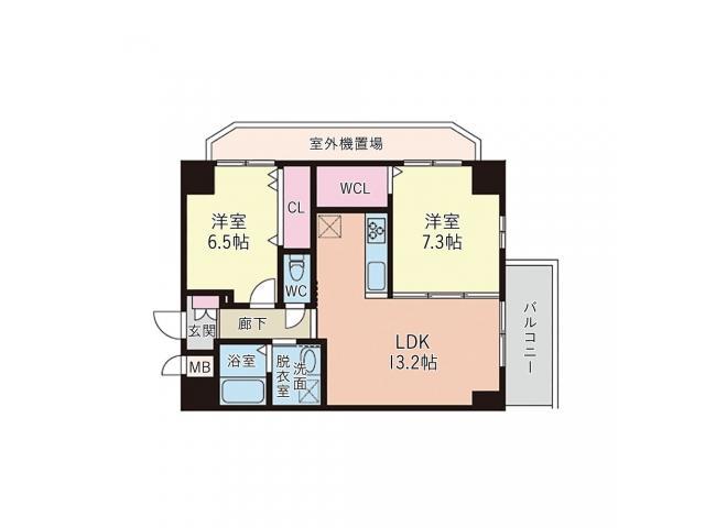 TGボナール浅川台 B棟(2LDK/5階)の間取り写真