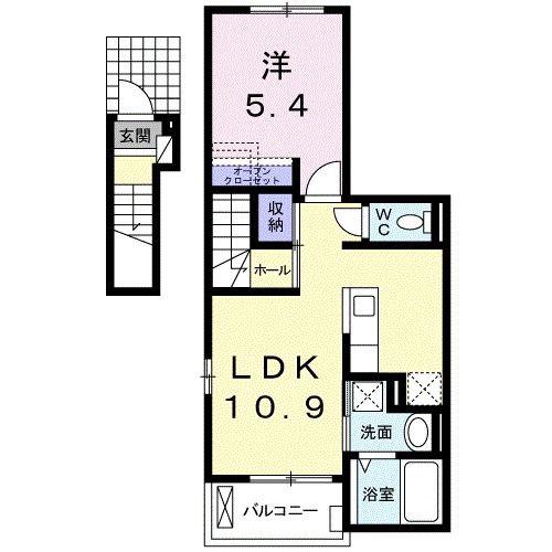 ラ・セリエ II(1LDK/2階)の間取り写真