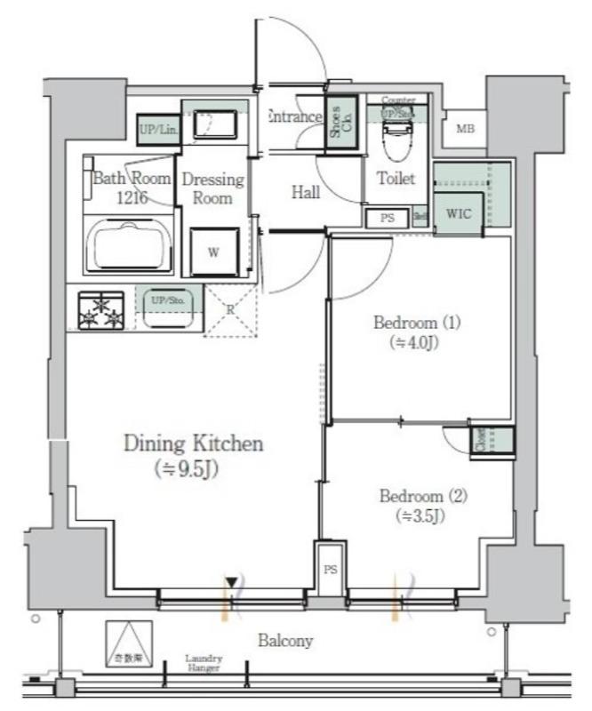ONE ROOF RESIDENCE ASAKUSABASH(2DK/12階)の間取り写真