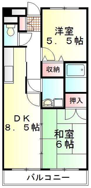 アーバンビュー本川越(2DK/2階)の間取り写真