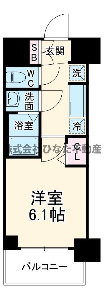 プレサンス東三国駅前グランクラス(1K/8階)の間取り写真