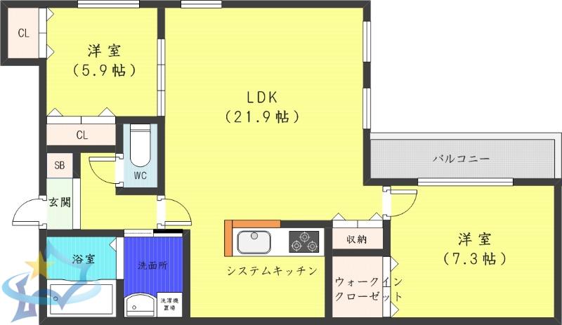 CELESTIA(2LDK/2階)の間取り写真