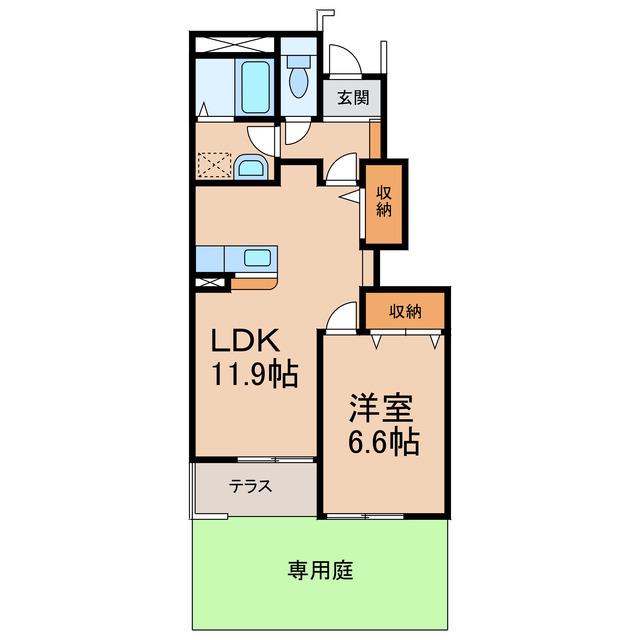 ライラック(1LDK/1階)の間取り写真