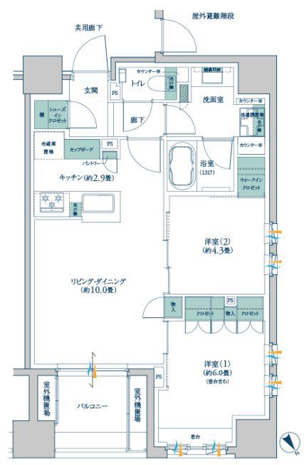 BRILLIA新川一丁目(2LDK/5階)の間取り写真