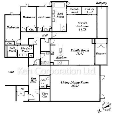 THE MANOR NISHI-AZABU(4LDK/3階)の間取り写真
