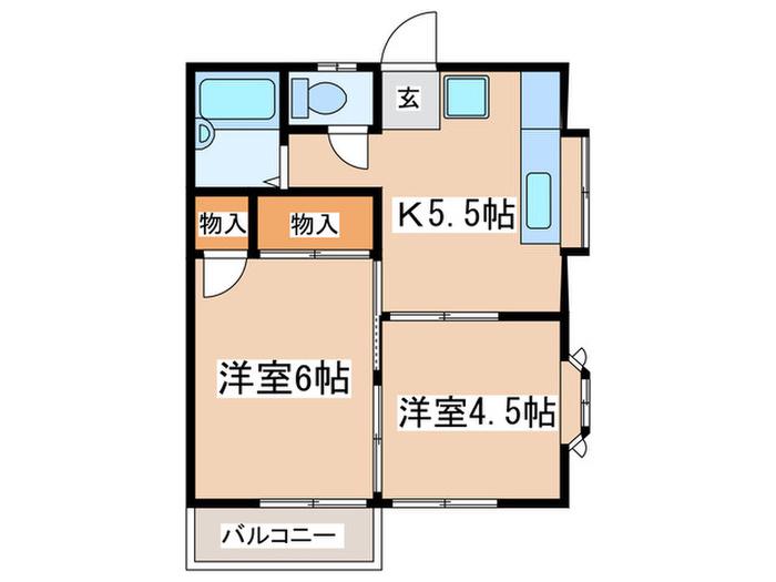 シーサイド湘南(2K/2階)の間取り写真
