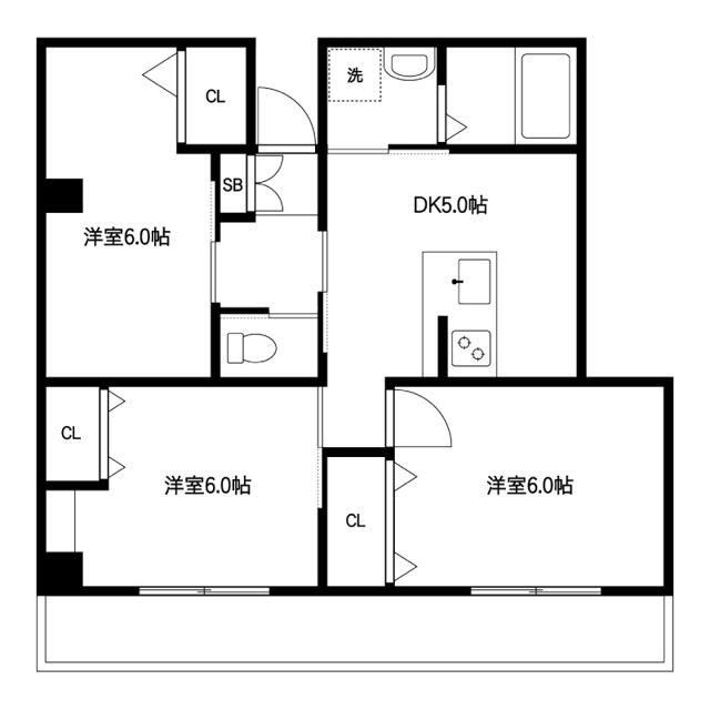 山一宮城ステーツ(3DK/1階)の間取り写真