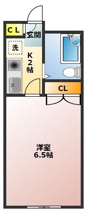 ドミール光洋(1K/2階)の間取り写真