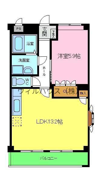 メルヴェール(1LDK/1階)の間取り写真