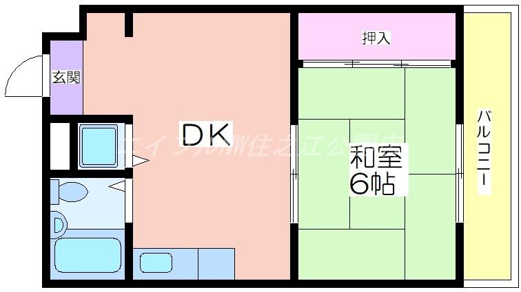ルミエール岸里(1DK/3階)の間取り写真