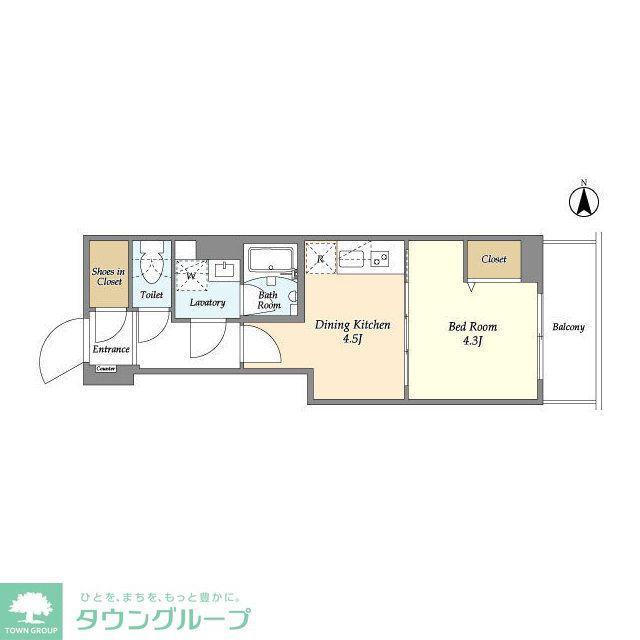 クラリティア入谷(1DK/3階)の間取り写真