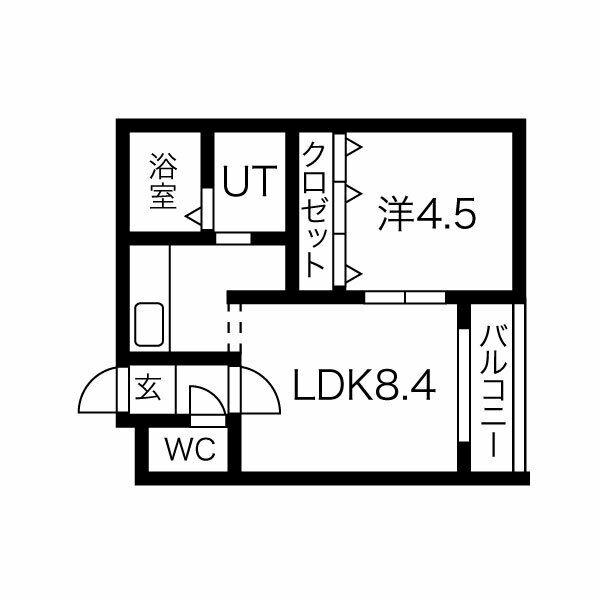 フェリーク(1LDK/4階)の間取り写真