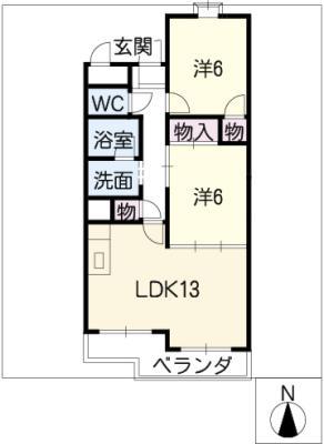 グリーンハイツ白山(2LDK/3階)の間取り写真