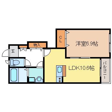 アネックス六丁の目II(1LDK/1階)の間取り写真