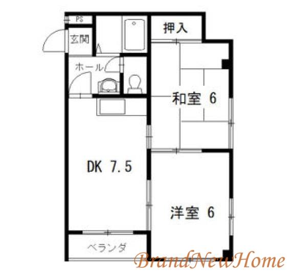 エクセレント堺(2DK/1階)の間取り写真