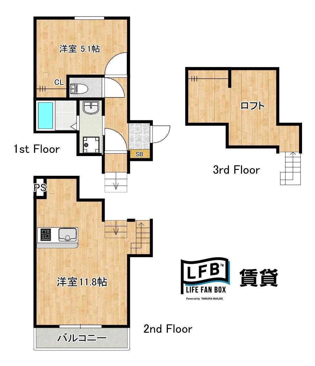 LFB APARTMENT緑町(1LDK/2階)の間取り写真
