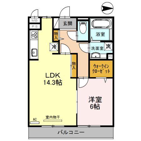 T-VILLAGE(1LDK/3階)の間取り写真