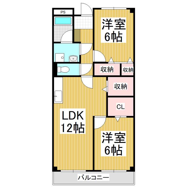 LIMPIAスカイパーク早川(2LDK/2階)の間取り写真