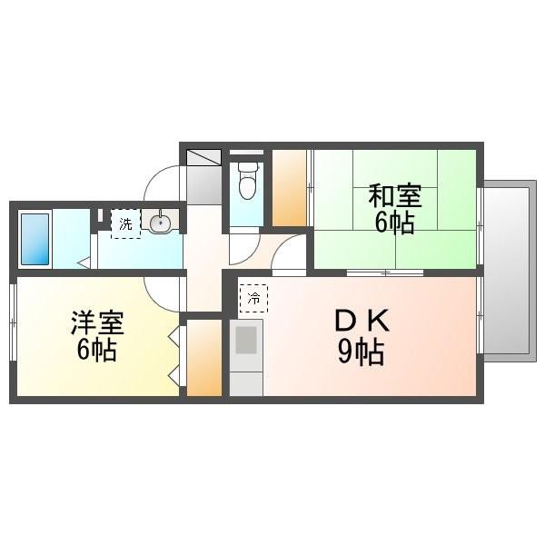 エスペランサ・カルム B練(2DK/2階)の間取り写真