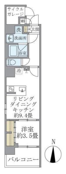 DS VARIE三ノ輪レジデンス 旧LIVEFLAT三ノ輪(1LDK/7階)の間取り写真