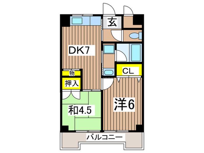 アーバンハイツ(2DK/4階)の間取り写真