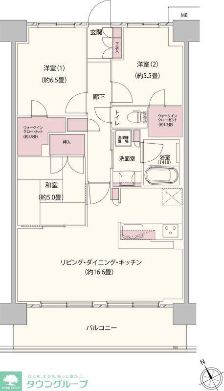 クレストフォルム柏サウスウイング(3LDK/1階)の間取り写真