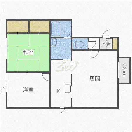 リバーサイド29B棟(2LDK/2階)の間取り写真