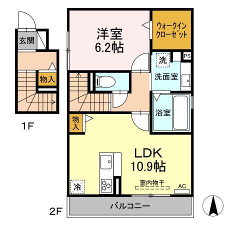セジュール桐林(1LDK/2階)の間取り写真