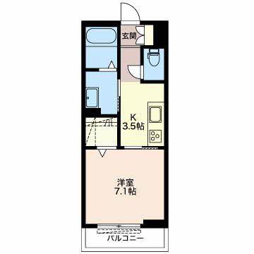 ドルチェ磐田二之宮(1K/3階)の間取り写真