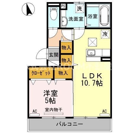 ルナージュA・B(1LDK/3階)の間取り写真