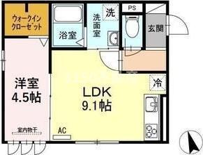 ベルエア岐阜(1LDK/3階)の間取り写真