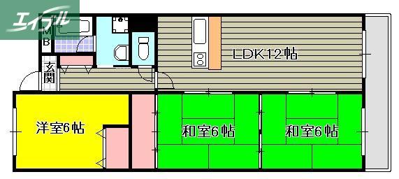 パークサイドフジ(3LDK/7階)の間取り写真