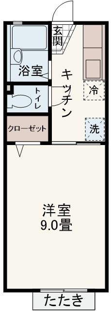 アメニティ国見(1K/1階)の間取り写真