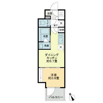 ザ・ライオンズフォーシア今池(1DK/5階)の間取り写真