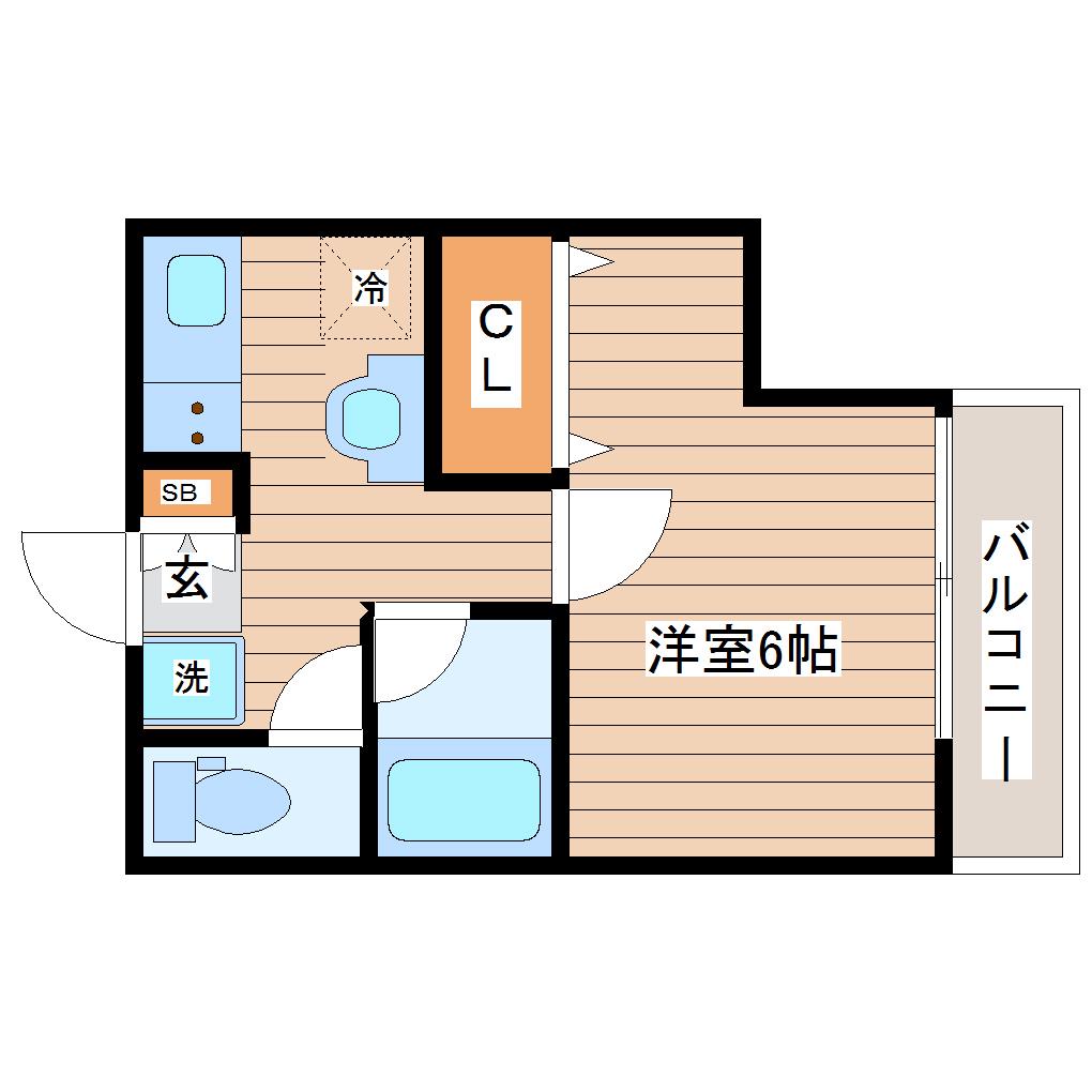 SKY TERRACE MARUSYO(1K/2階)の間取り写真