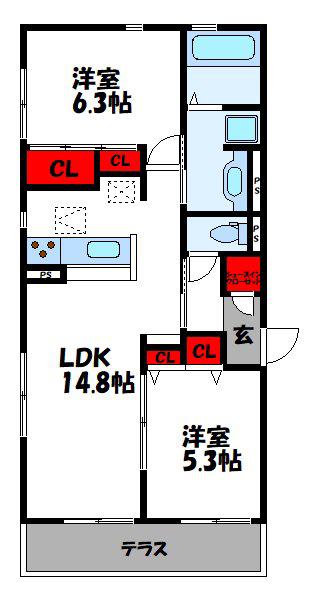 D-ROOM生水(2LDK/1階)の間取り写真