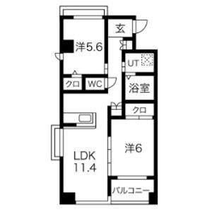 TIFFANY(1SLDK/6階)の間取り写真