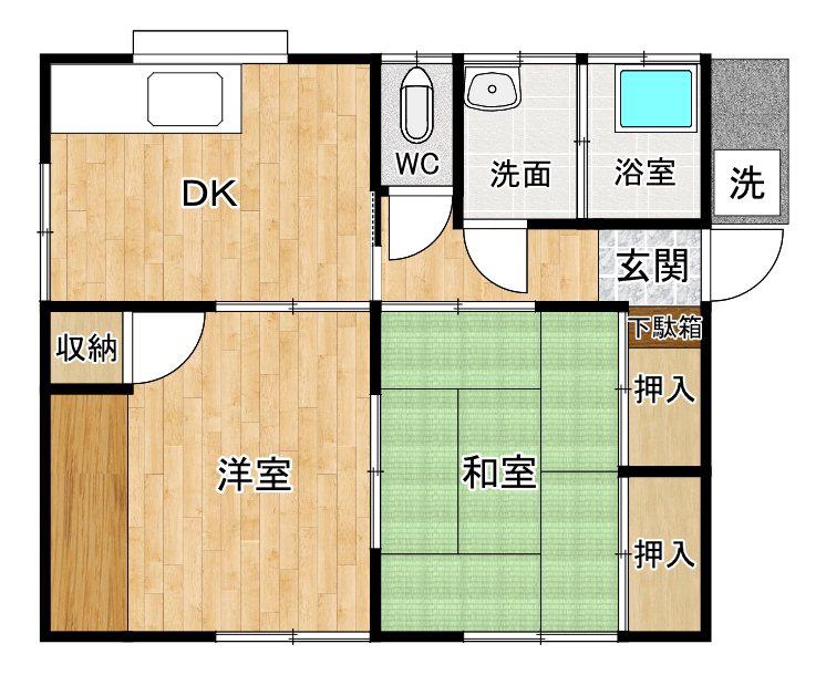 コーポ立石(2DK/1階)の間取り写真