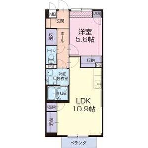 リバーサイド酒井(1LDK/2階)の間取り写真
