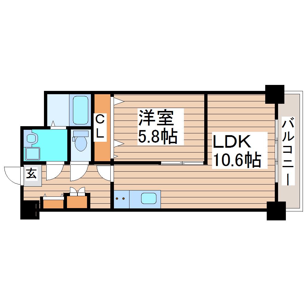 サンライズロード北一通(1LDK/3階)の間取り写真