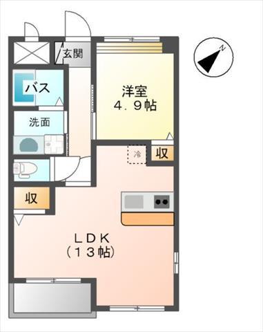 FOUR LEAF 城山(1LDK/1階)の間取り写真