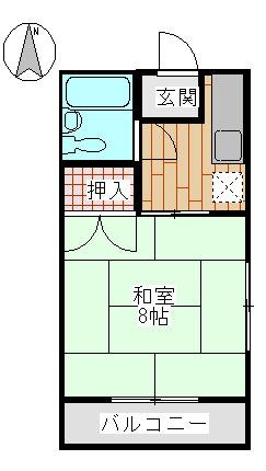 グリーンコーポ(1K/1階)の間取り写真