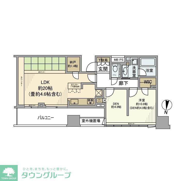 プラウドタワー立川(1LDK/25階)の間取り写真