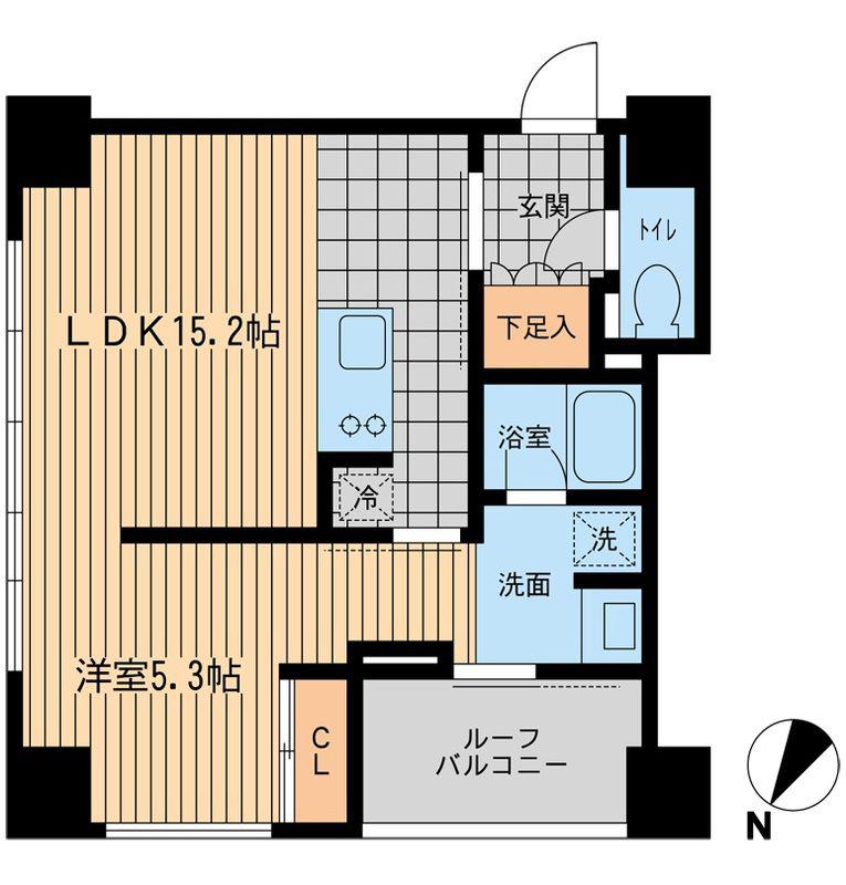 ウィルテラス勝どき(1LDK/11階)の間取り写真