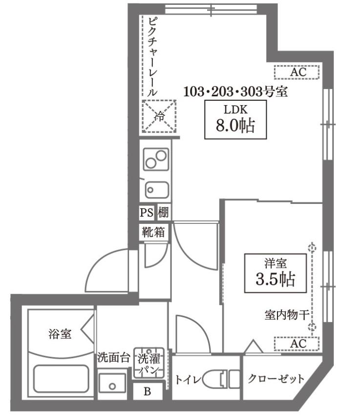 ココキューブ南長崎(1LDK/3階)の間取り写真