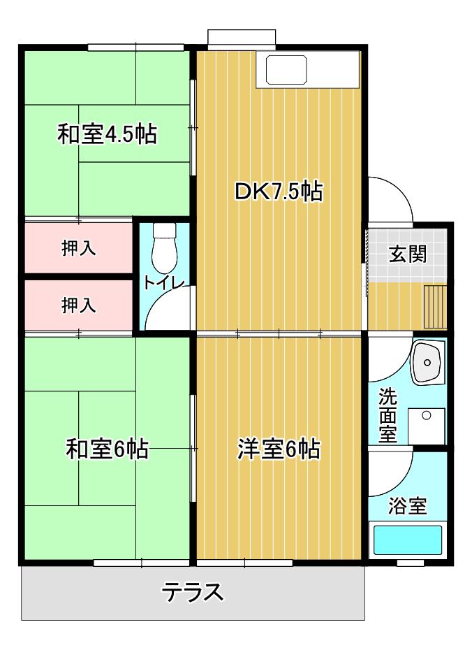 コーポラス笹山(3DK/1階)の間取り写真