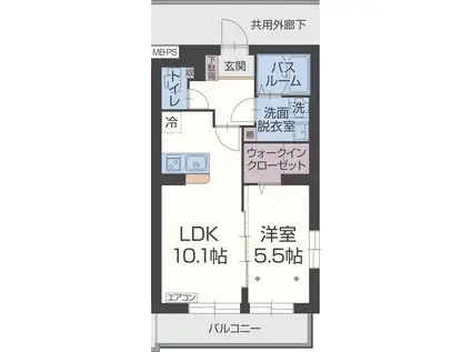 メルヴェール(1LDK/2階)の間取り写真