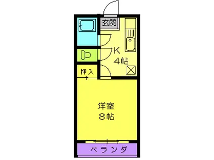 コレージュ・高田(1K/1階)の間取り写真