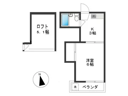メゾンK(1K/1階)の間取り写真
